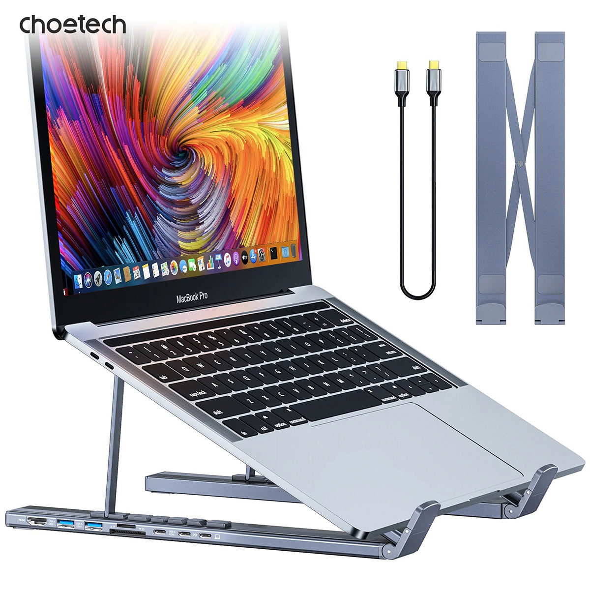 Choetech 7-in-1 USB-C HUB Stand HUB-M48 (Gray) - XtraSure | Apple Authorized Reseller in Myanmar
