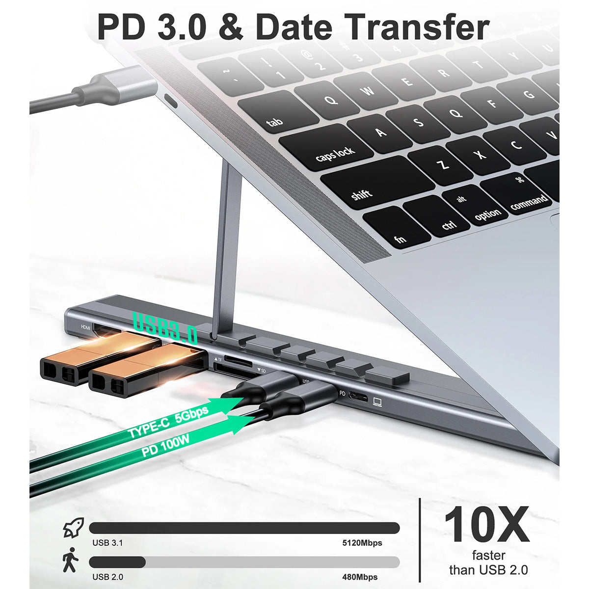 Choetech 7-in-1 USB-C HUB Stand HUB-M48 (Gray) - XtraSure | Apple Authorized Reseller in Myanmar