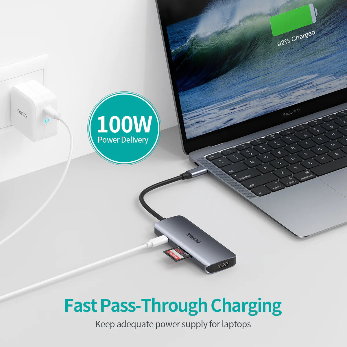Choetech 7-in-1 USB-C to HDMI Multiport Adapter HUB-M19 (Gray)