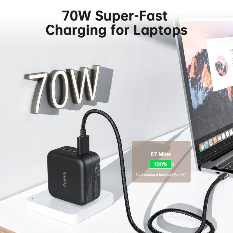 Choetech 70W GaN Wall Charger (PD6055) - XtraSure | Apple Authorized Reseller in Myanmar