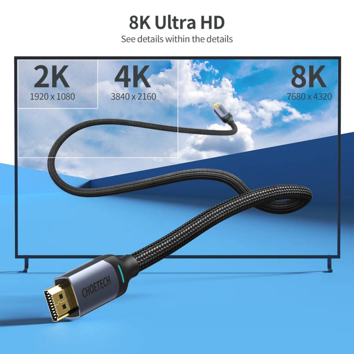 Choetech 8K HDMI to HDMI Cable XHH01 (2m) - XtraSure | Apple Authorized Reseller in Myanmar