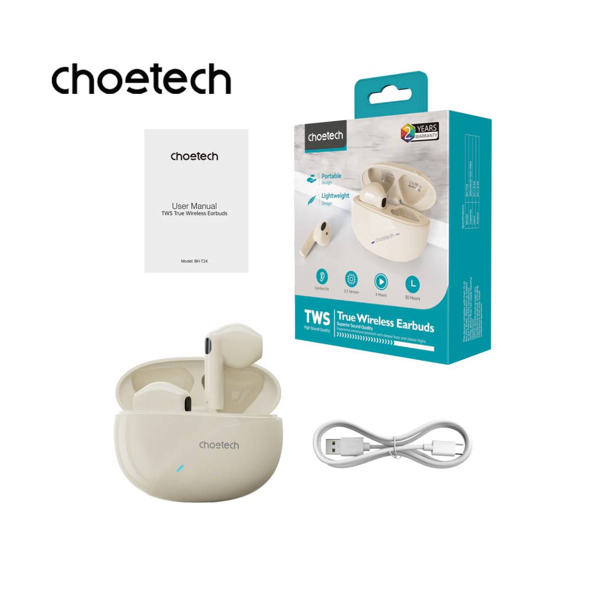 Choetech ENC & ANC TWS Earphone (BH-T24) - XtraSure | Apple Authorized Reseller in Myanmar