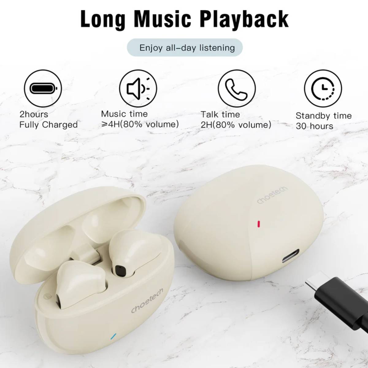 Choetech ENC & ANC TWS Earphone (BH-T24) - XtraSure | Apple Authorized Reseller in Myanmar
