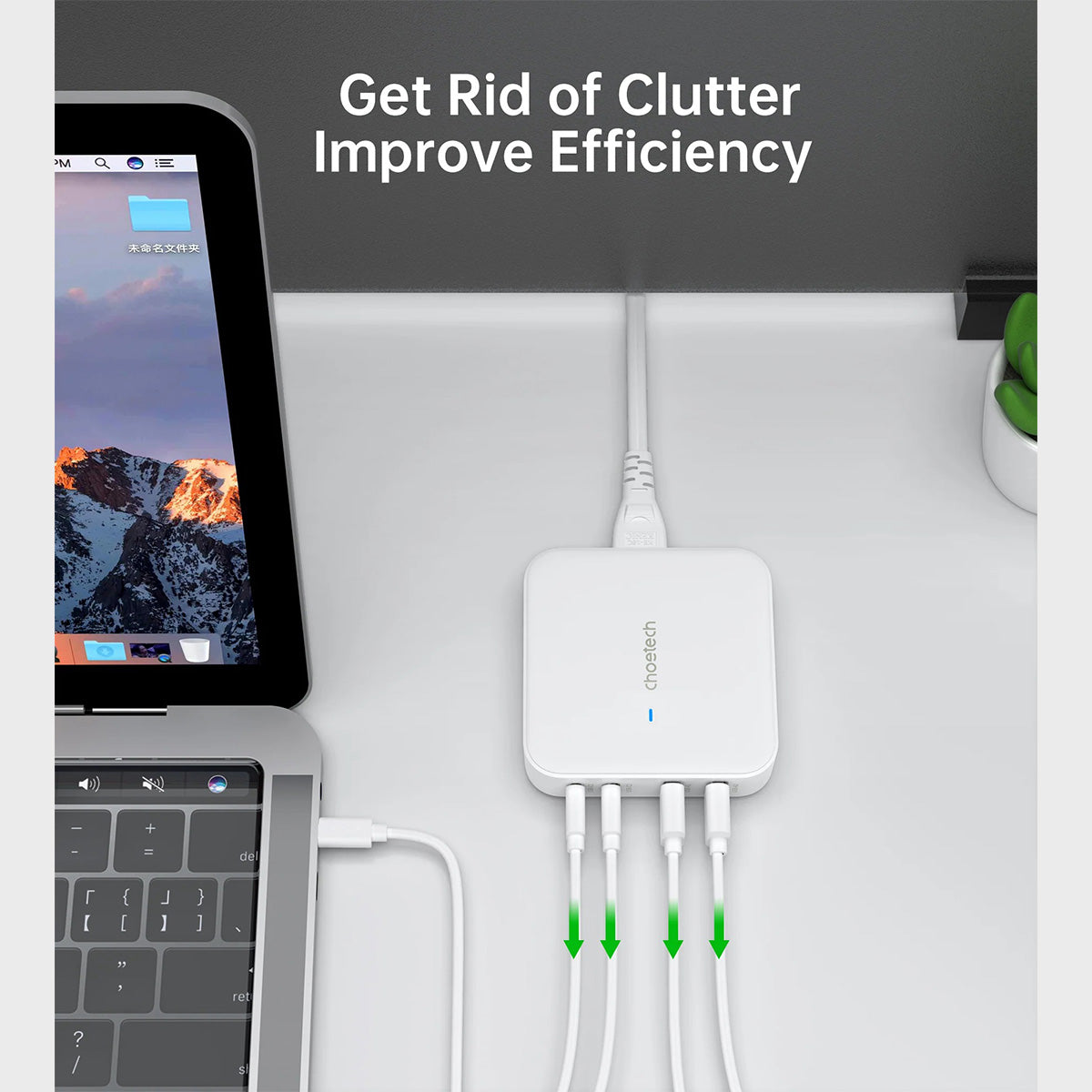 Choetech GaN 100W 4-Port Desk Charger PD8008 (White) - XtraSure | Apple Authorized Reseller in Myanmar