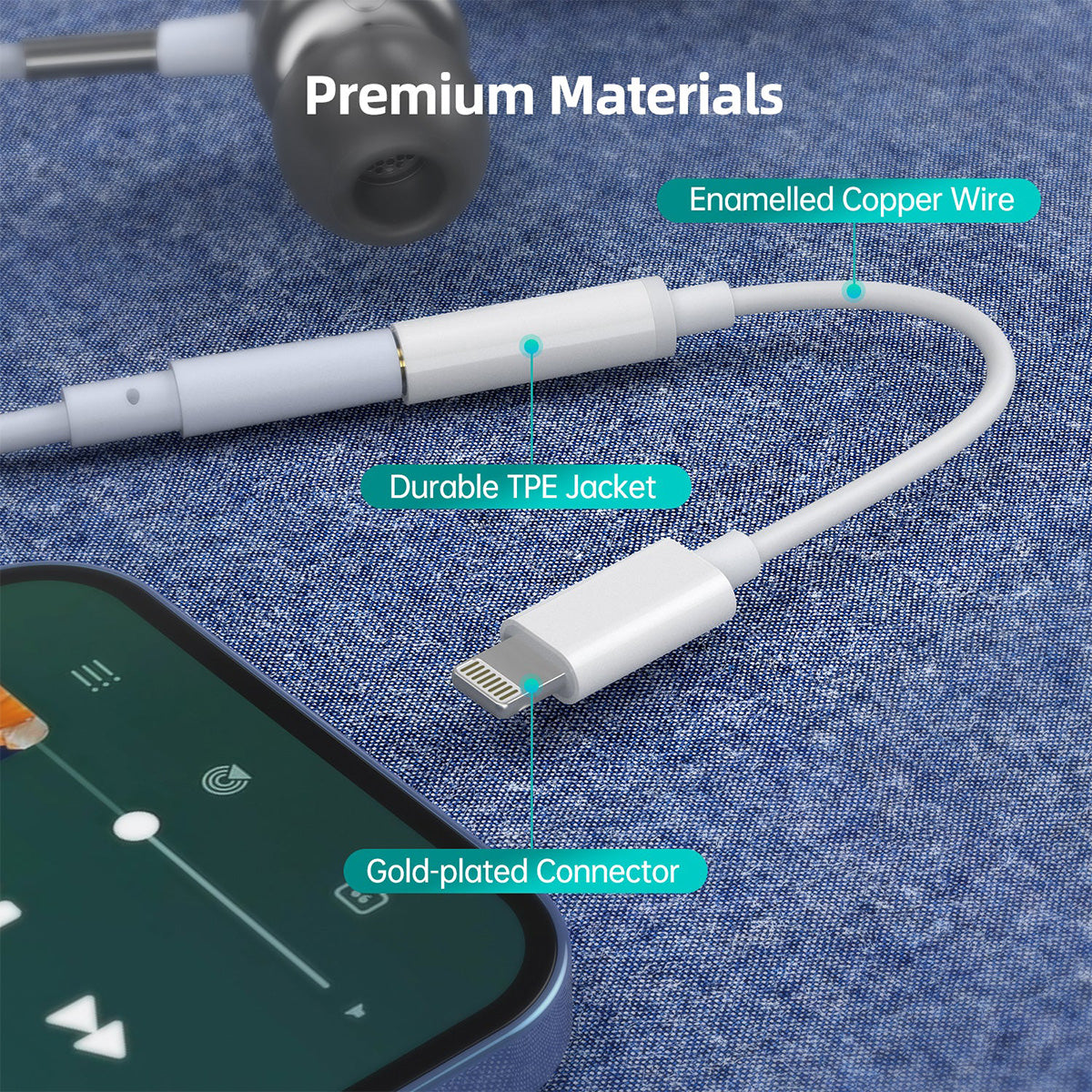 Choetech Lightning to 3.5mm Audio Jack AUX005 (White)