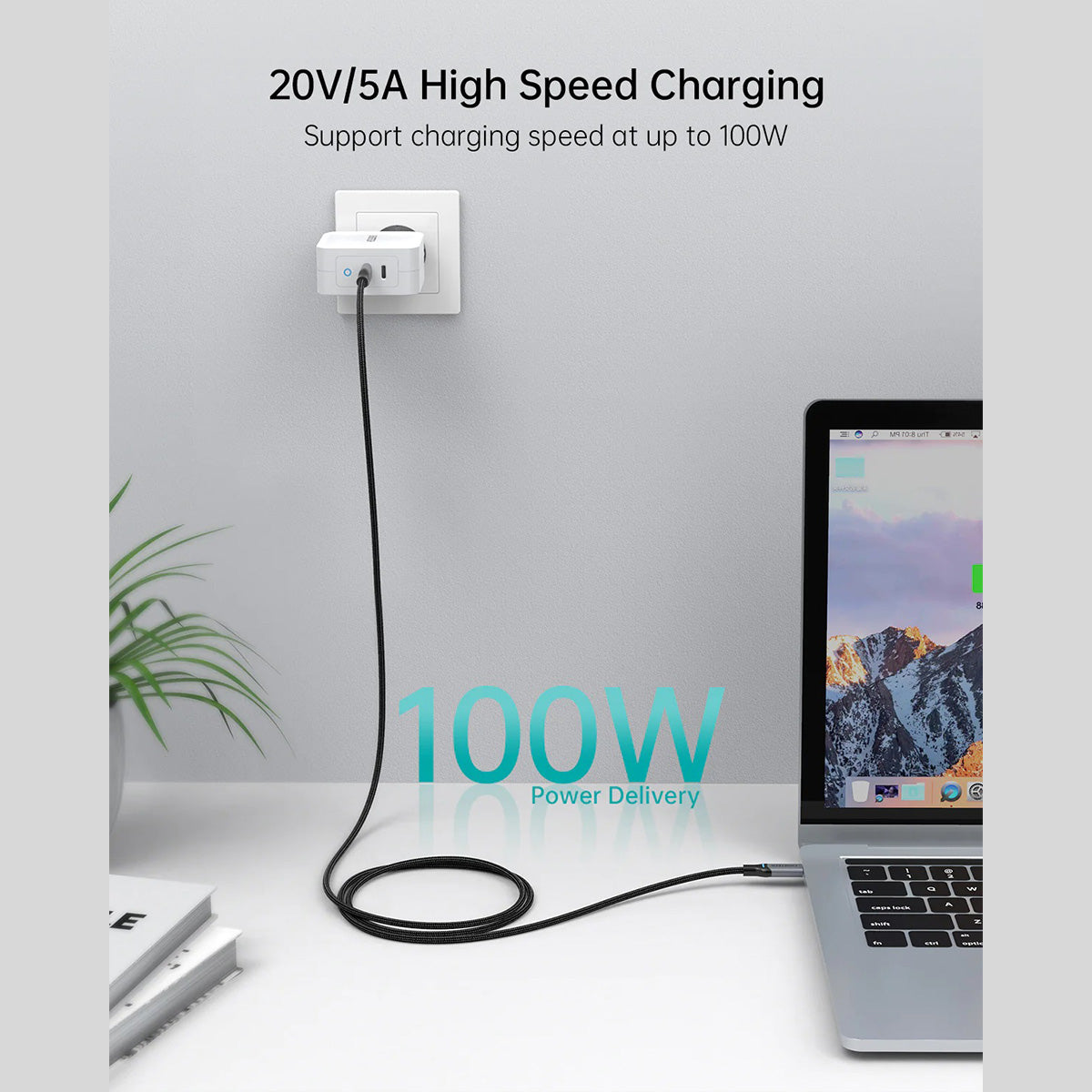 Choetech PD100W USB-C to USB-C Nylon Cable XCC-1002 (1.8m)