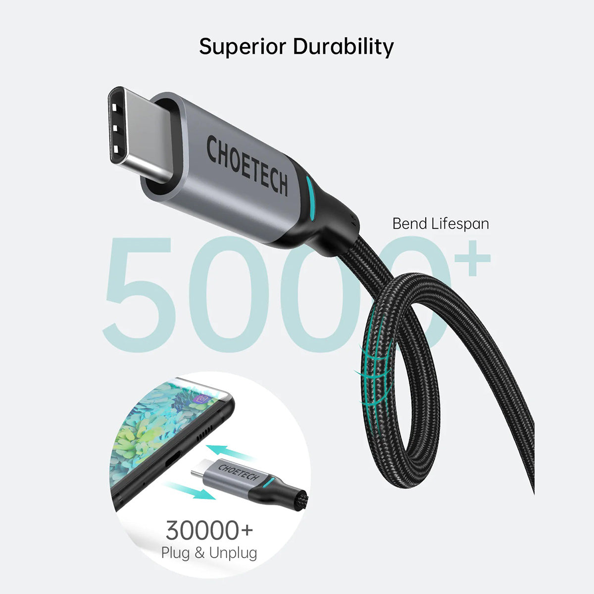 Choetech PD100W USB-C to USB-C Nylon Cable XCC-1002 (1.8m)
