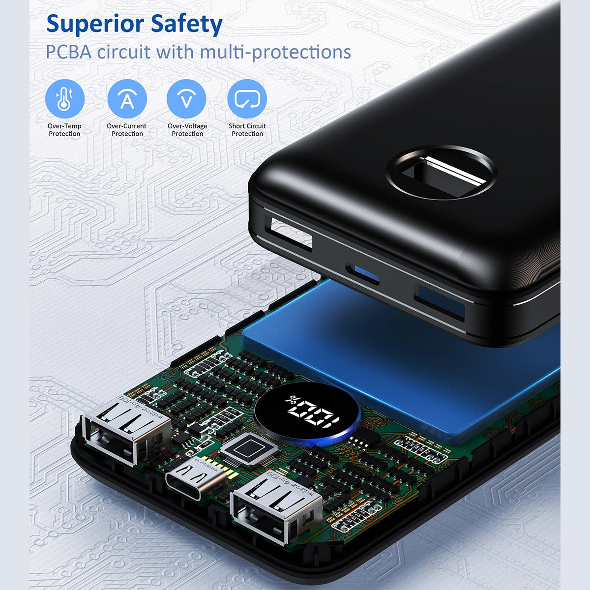 Choetech PD45W 20000mAh Powerbank B653 (Black) - XtraSure | Apple Authorized Reseller in Myanmar