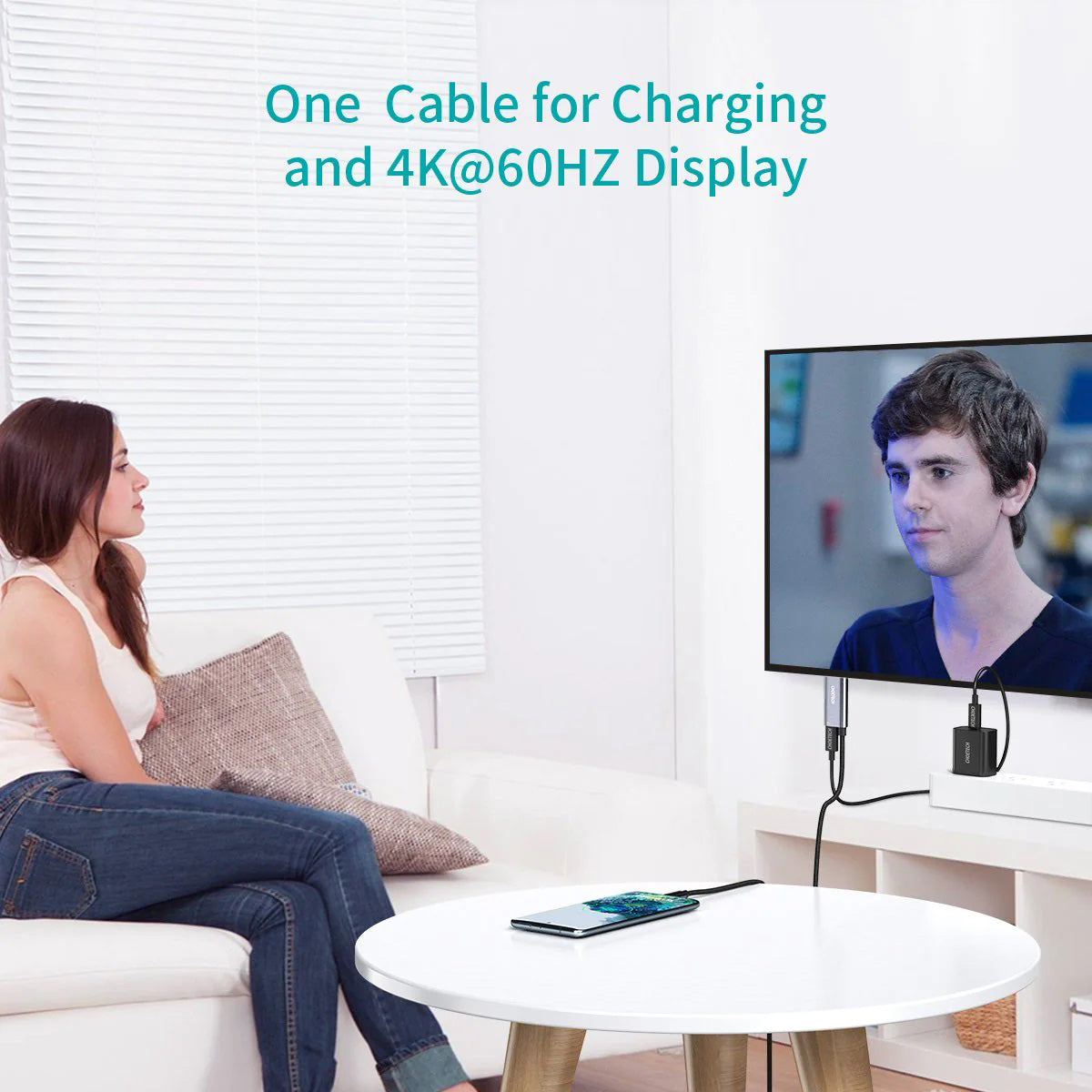 Choetech USB-C to HDMI Cable with PD Charging XCH-M180GY (Gray)