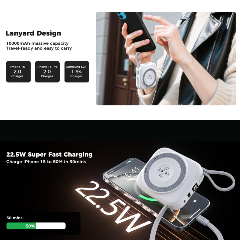 Choetech 10000 mAh 22.5W Concentric Circle Magnetic Power Bank