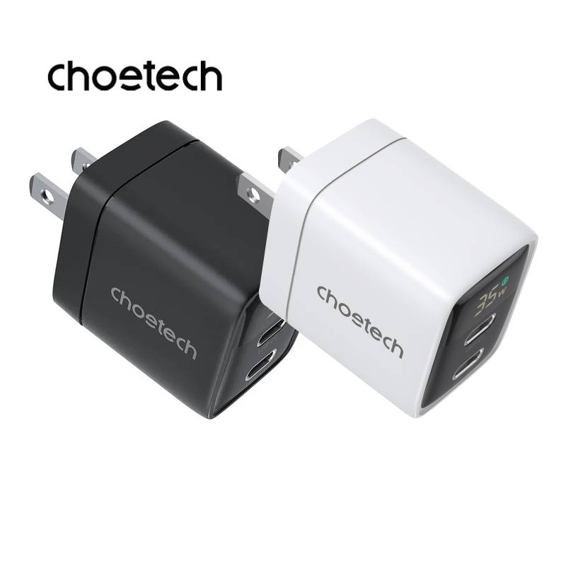 Choetech PD 35W GaN Dual Type-C Display Wall Charger (PD6051)