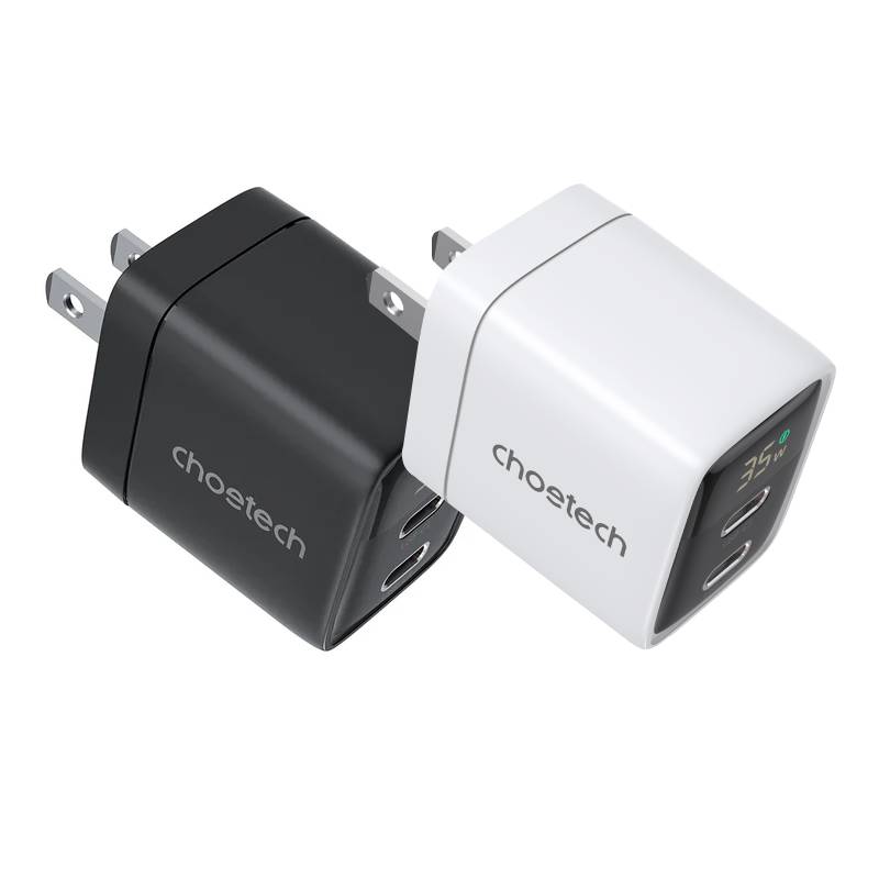 Choetech PD 35W GaN Dual Type-C Display Wall Charger (PD6051)