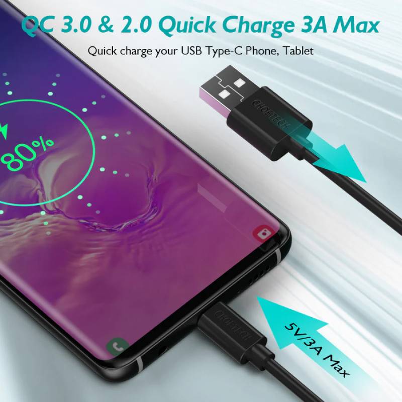 Choetech usb-A to type-c PVC cable 2m (AC0003)