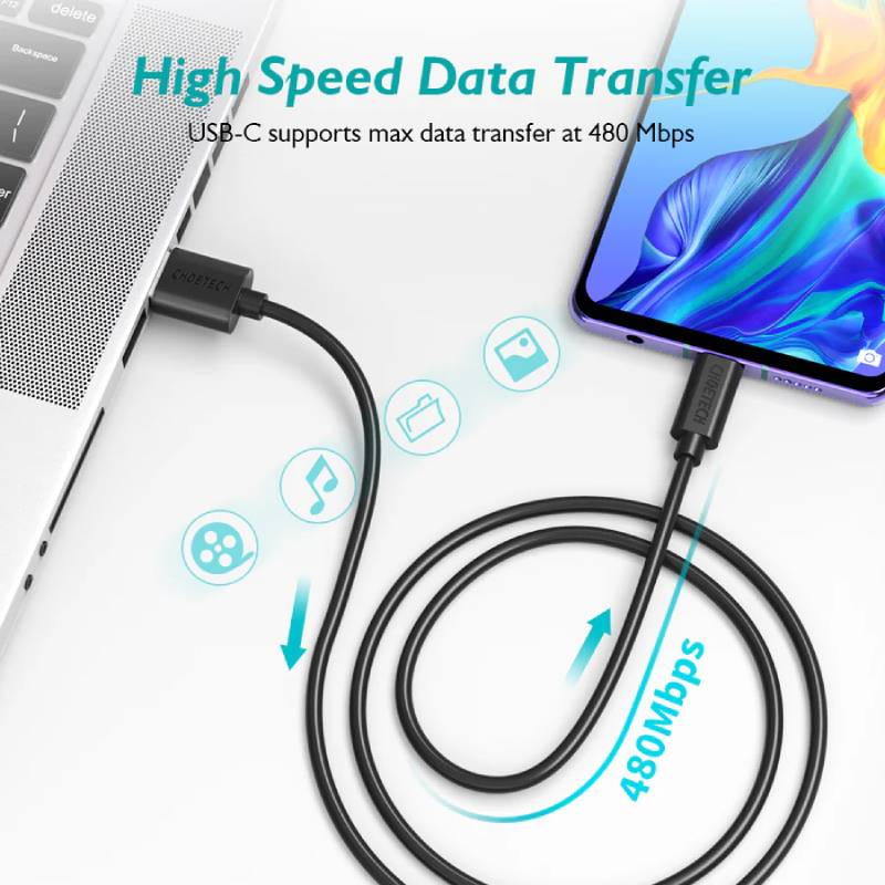 Choetech usb-A to type-c PVC cable 2m (AC0003)