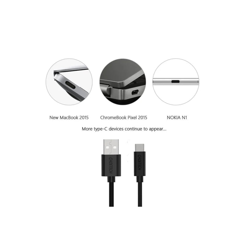 Choetech usb-A to type-c PVC cable 2m (AC0004)