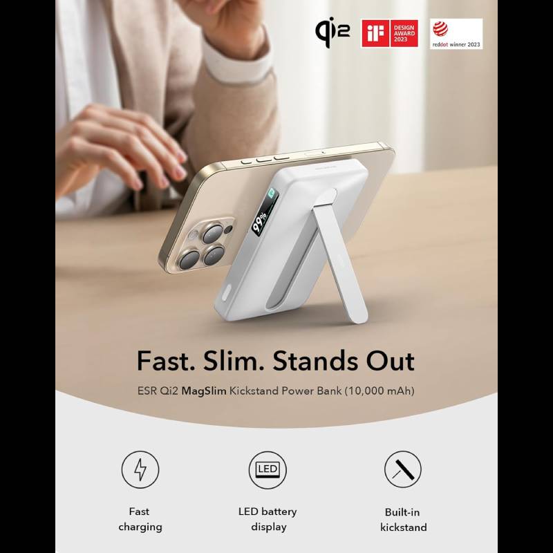 ESR Qi2 MagSlim Kickstand Power Bank