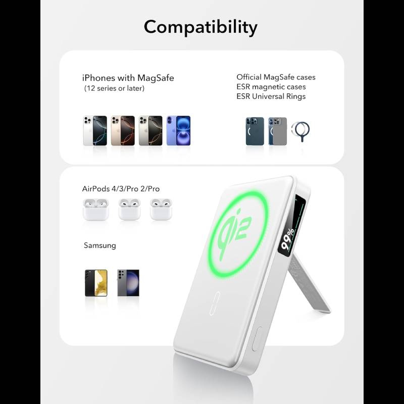 ESR Qi2 MagSlim Kickstand Power Bank
