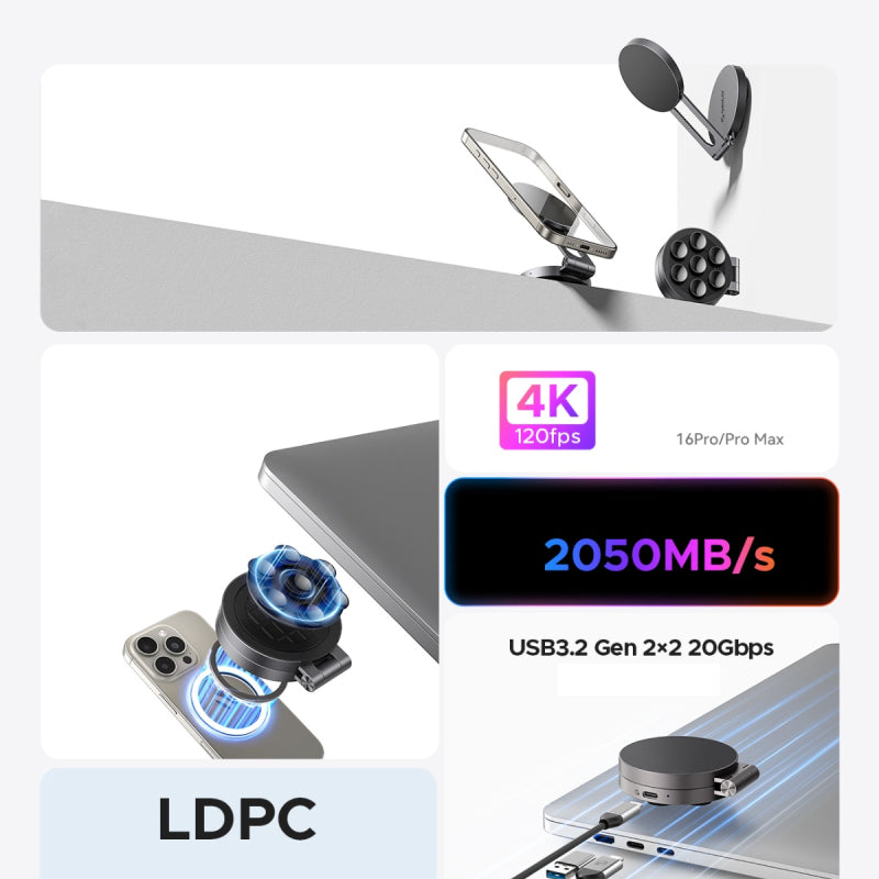 Orico SC20Pro Suption-Cup Portable SSD with Magnetic Adjustable Phone Holder