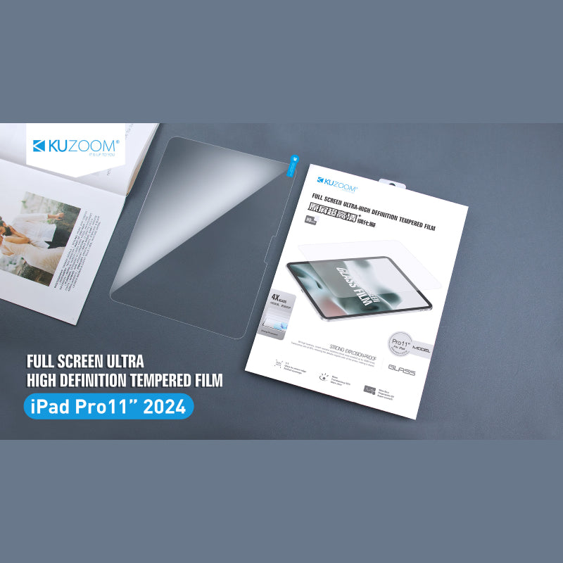 Kuzoom iPad Full Screen Ultra High Definition Tempered Flim for M5-M4 Pro 11"/13"