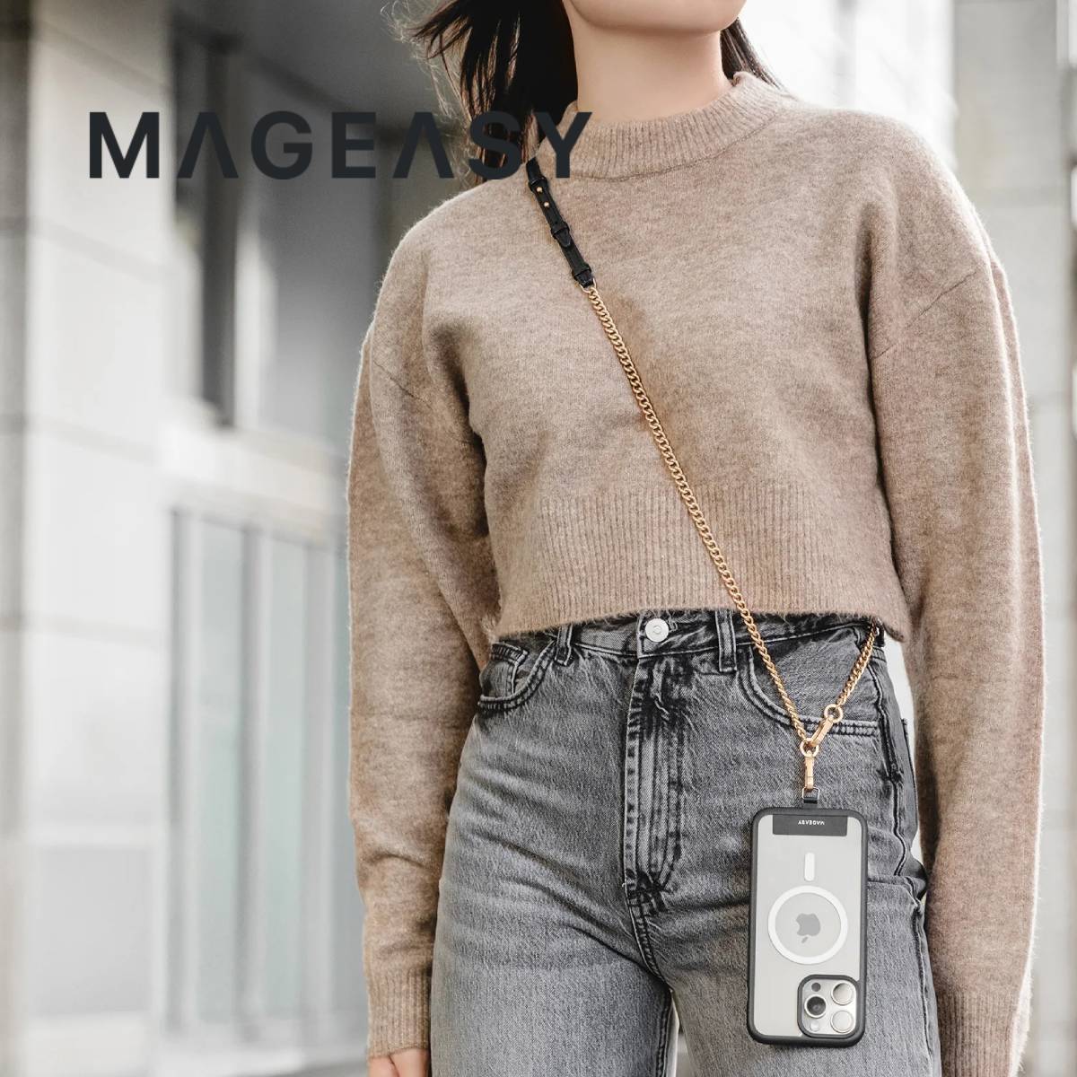 MagEasy Leather Chain Strap - Modern + Strap Card - XtraSure | Apple Authorized Reseller in Myanmar