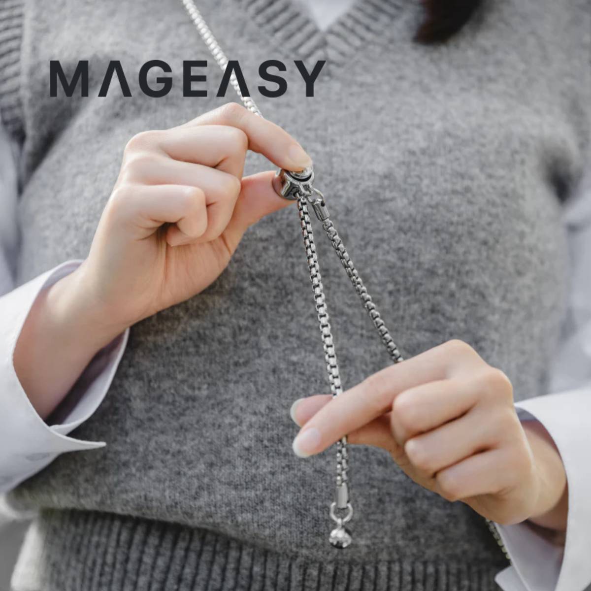 MagEasy Metal Chain Strap (Silver) - XtraSure | Apple Authorized Reseller in Myanmar