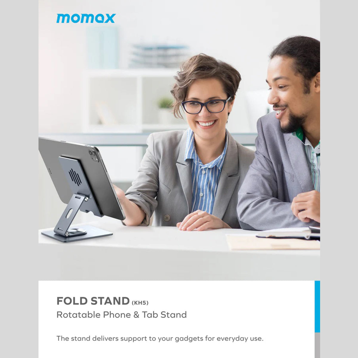 Momax Fold Stand Rotating Mobile Phone/Tablet Multipurpose Holder (KH5E/KH5U) - XtraSure | Apple Authorized Reseller in Myanmar