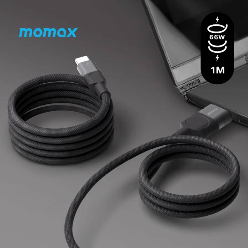 Momax Mag.Link Magnetic USB-A to USB-C Cable 66W 1m (DA57D) - XtraSure | Apple Authorized Reseller in Myanmar
