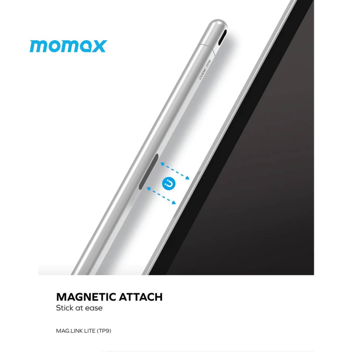 Momax Magnetic Charging Active Stylus Pen TP9S (Silver) - XtraSure | Apple Authorized Reseller in Myanmar