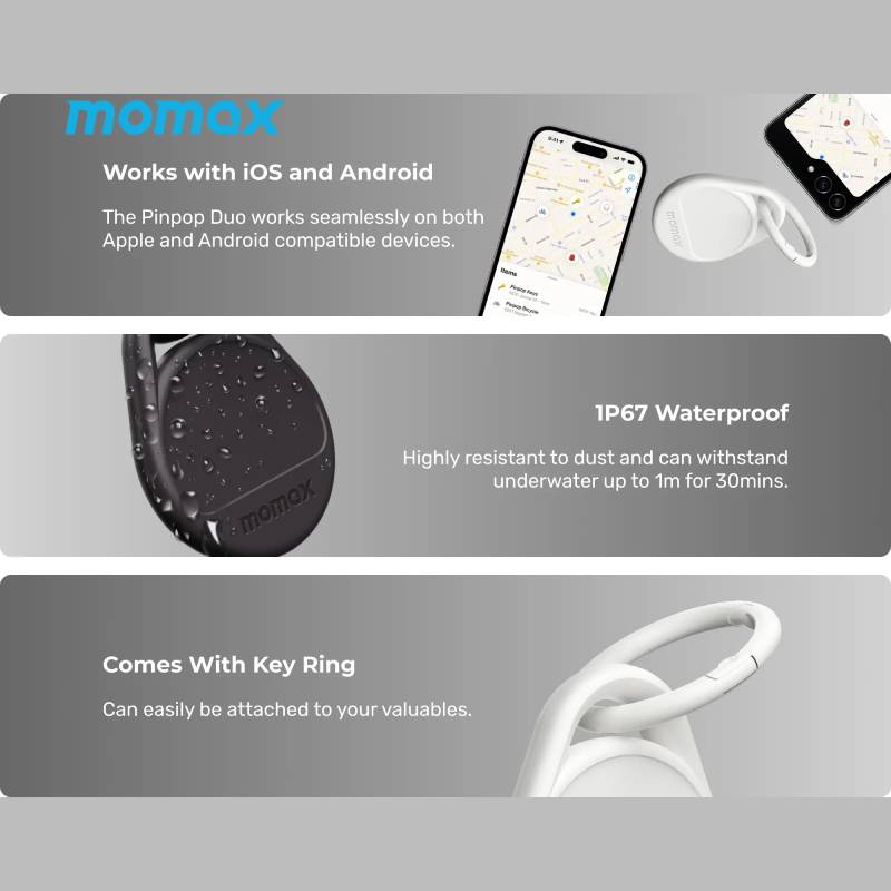 Momax Pinpop Duo Find My Locator Tracker - XtraSure | Apple Authorized Reseller in Myanmar