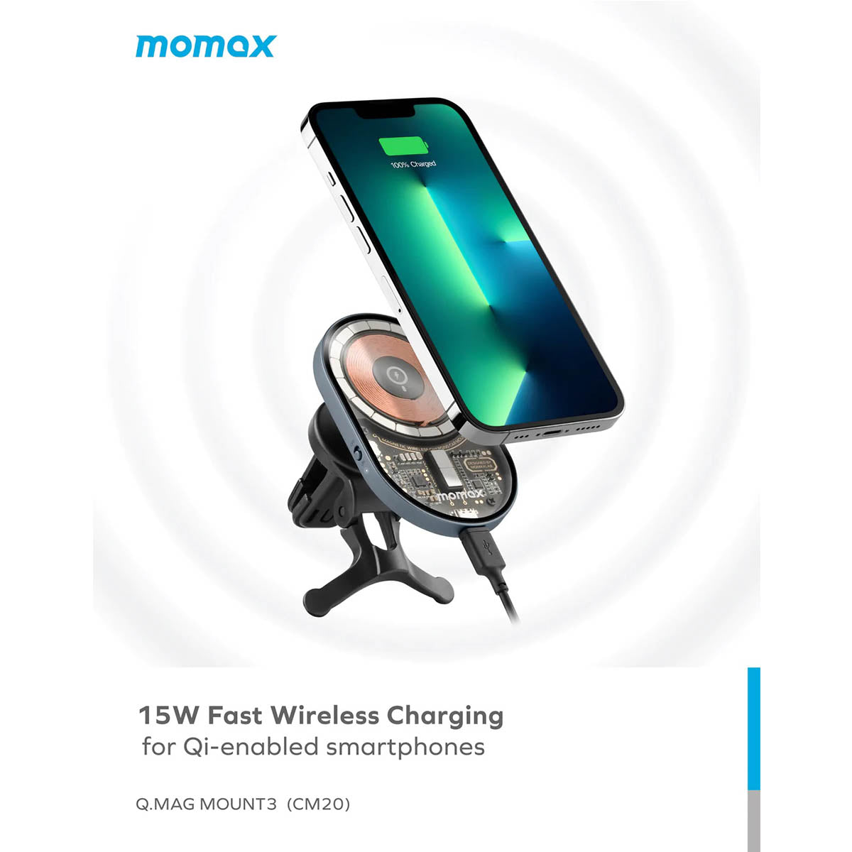 Momax Q.Mag Mount3 15W Magnetic Wireless Charing Car Mount - XtraSure | Apple Authorized Reseller in Myanmar