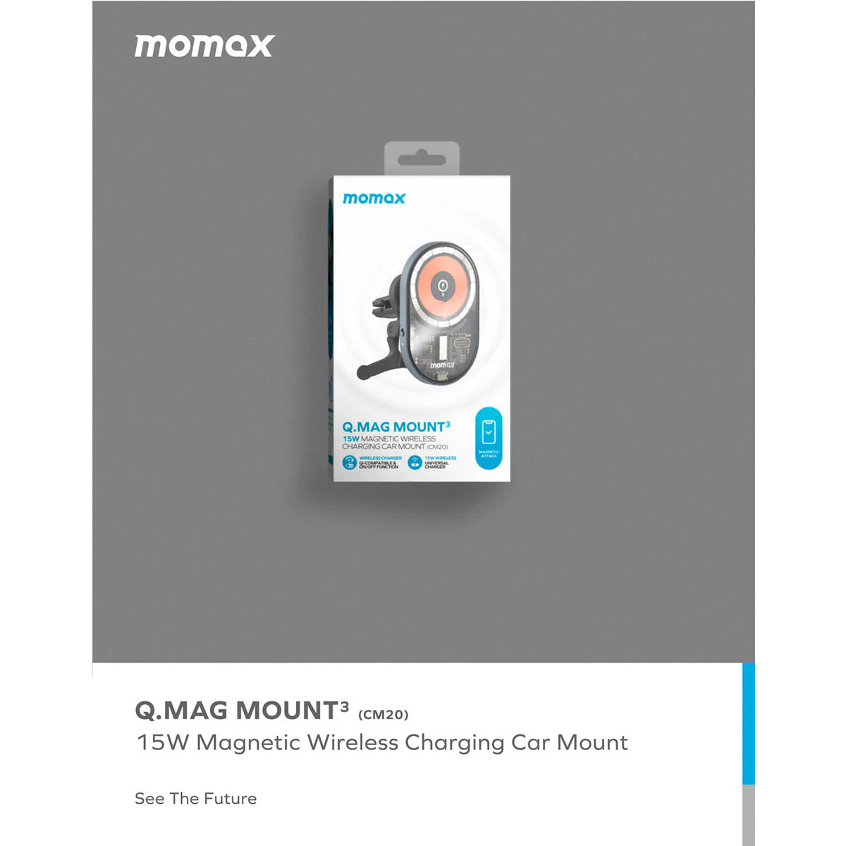 Momax Q.Mag Mount3 15W Magnetic Wireless Charing Car Mount - XtraSure | Apple Authorized Reseller in Myanmar