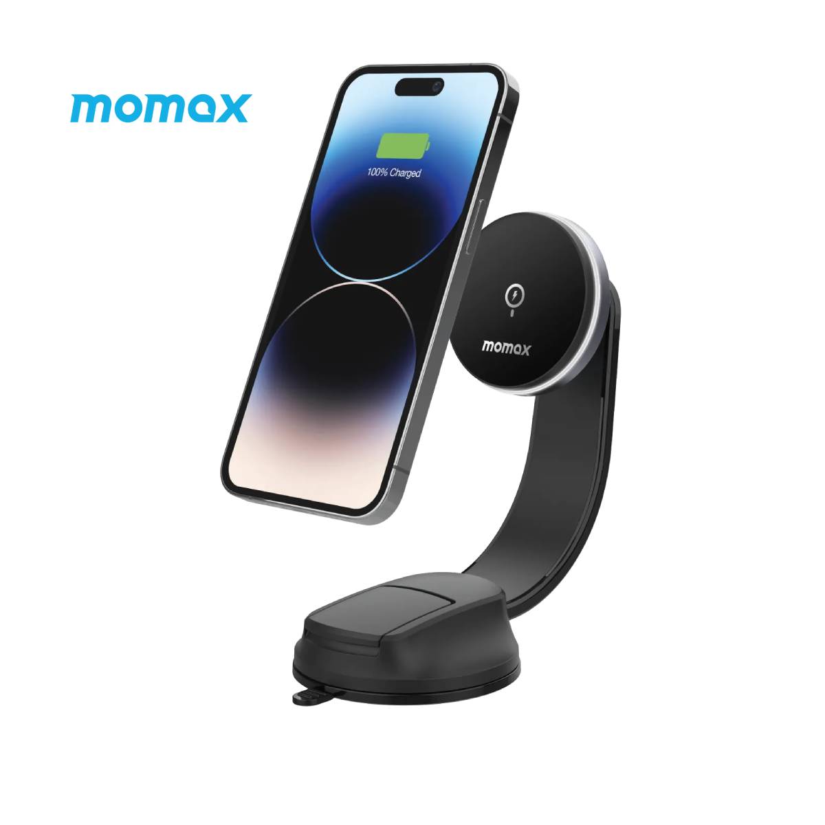 Momax Q.Mag Mount5 15W Magnetic Wireless Charging Car Mount (CM25B) - XtraSure | Apple Authorized Reseller in Myanmar
