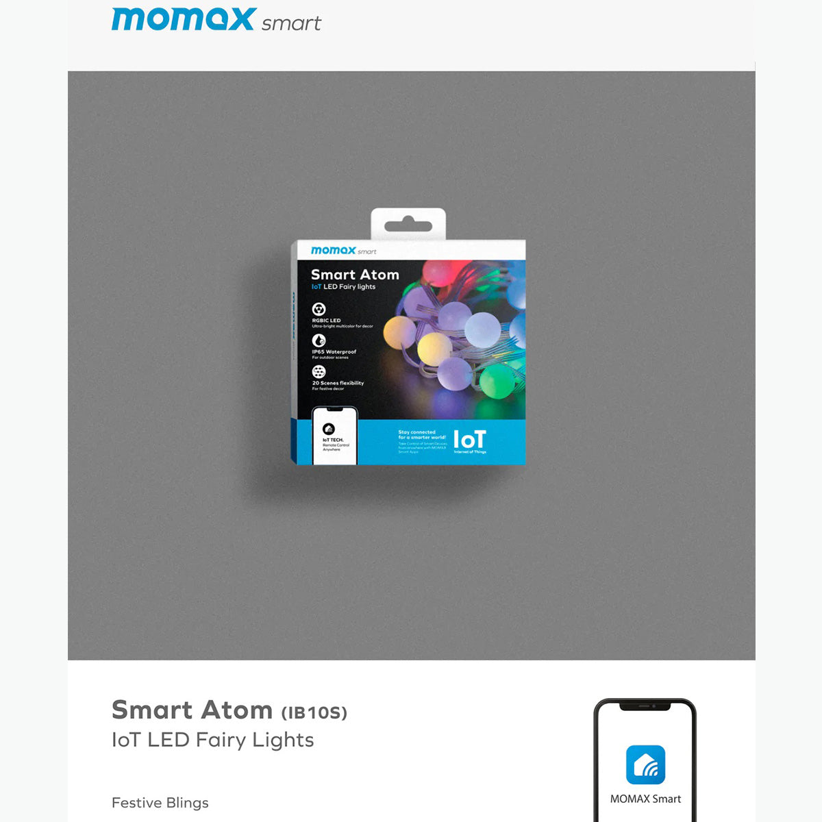 Momax Smart Atom IoT Smart Symphony Ball Light String (IB10SW) - XtraSure | Apple Authorized Reseller in Myanmar