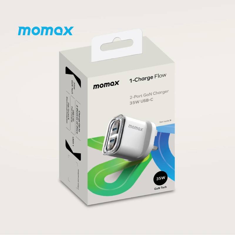 Momax 2 Port Gan Charger 35W (UM51UKW) - XtraSure | Apple Authorized Reseller in Myanmar