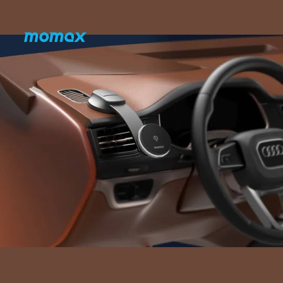 Momax Q.Mag Mount5 15W Magnetic Wireless Charging Car Mount (CM25B) - XtraSure | Apple Authorized Reseller in Myanmar