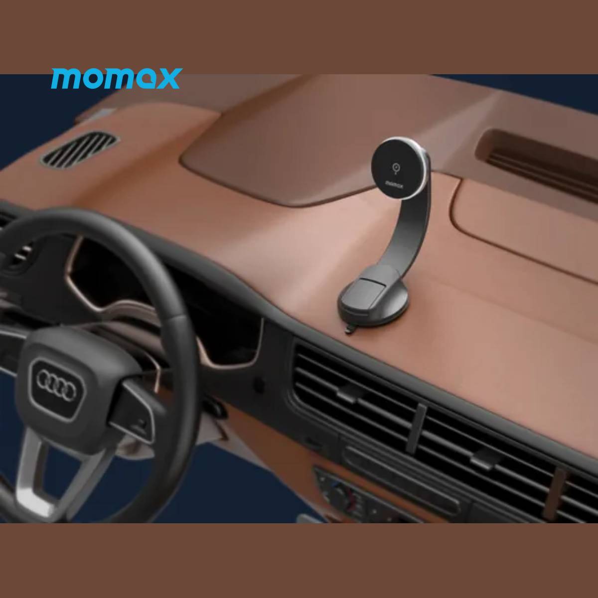 Momax Q.Mag Mount5 15W Magnetic Wireless Charging Car Mount (CM25B) - XtraSure | Apple Authorized Reseller in Myanmar