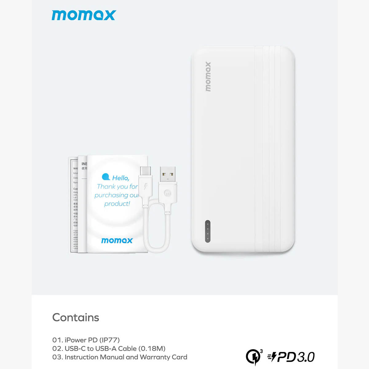 Momax iPower PD Fast Charge Power Bank (10000 mAh) - XtraSure | Apple Authorized Reseller in Myanmar