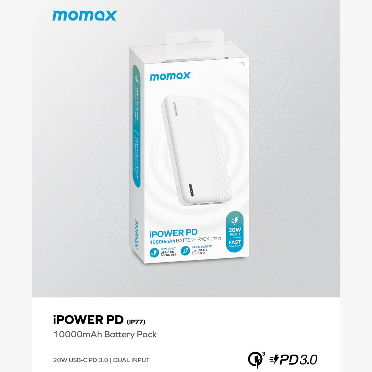 Momax iPower PD Fast Charge Power Bank (10000 mAh) - XtraSure | Apple Authorized Reseller in Myanmar