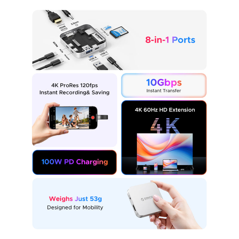 Orico M.2 Magnetic 8-in-1 Ports Docking Station