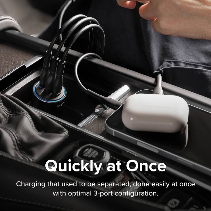 Ringke 3Ports Car Fast Charger - XtraSure | Apple Authorized Reseller in Myanmar