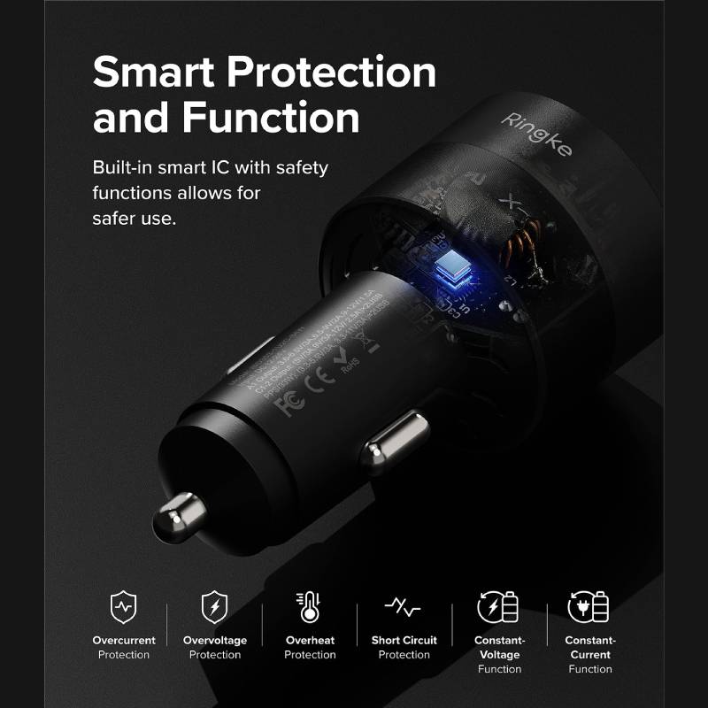 Ringke 3Ports Car Fast Charger - XtraSure | Apple Authorized Reseller in Myanmar