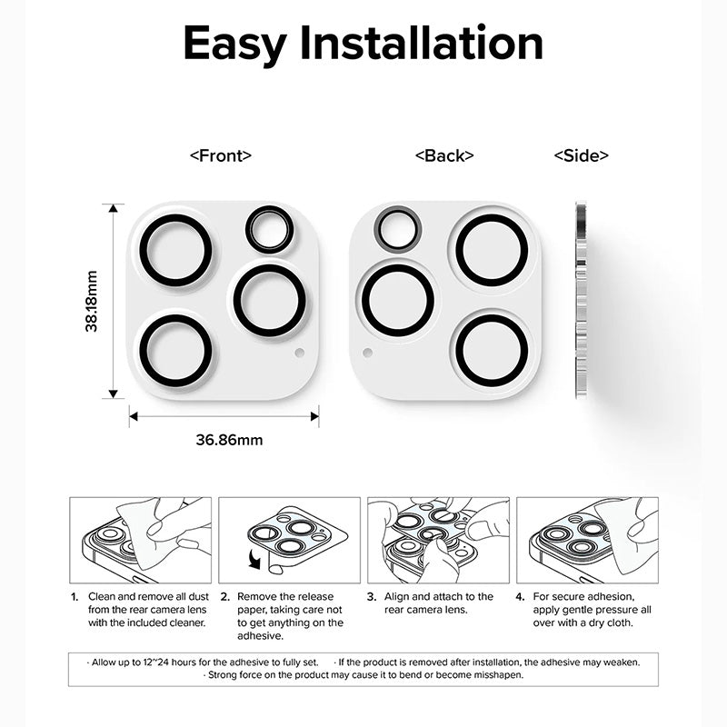 Ringke Camera Protector Glass for iPhone 15 Pro/Pro Max – 2 Packs (Clear)