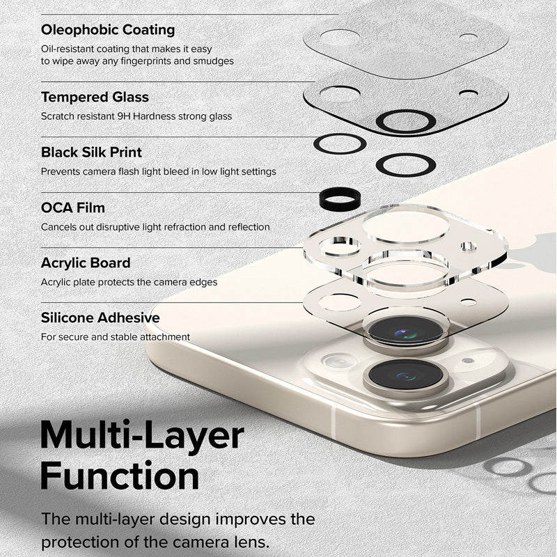 Ringke Camera Protector Glass for iPhone 15/Plus – 2 Packs (Clear) - XtraSure | Apple Authorized Reseller in Myanmar