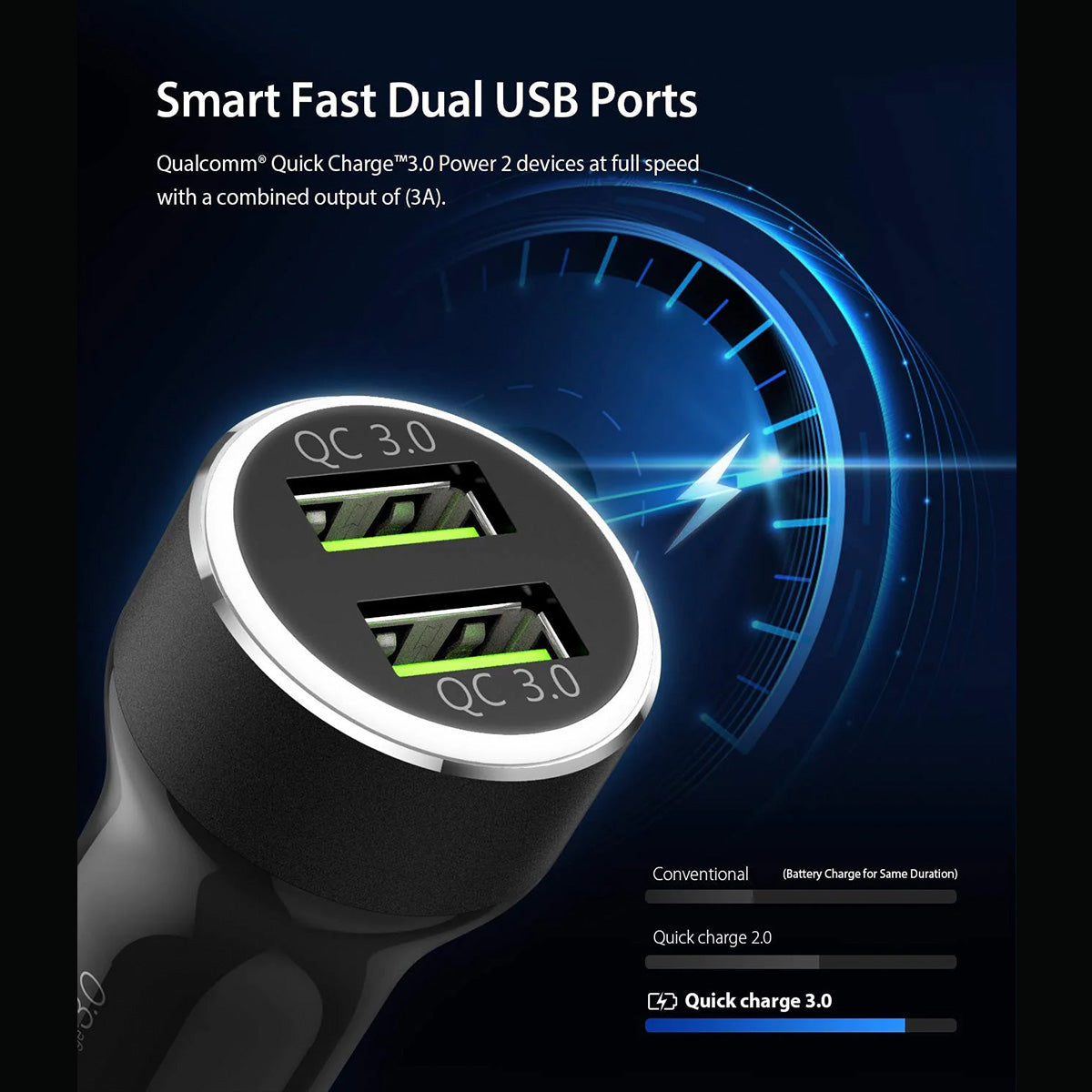Ringke Dual Ports Car Charger (Black) - XtraSure | Apple Authorized Reseller in Myanmar
