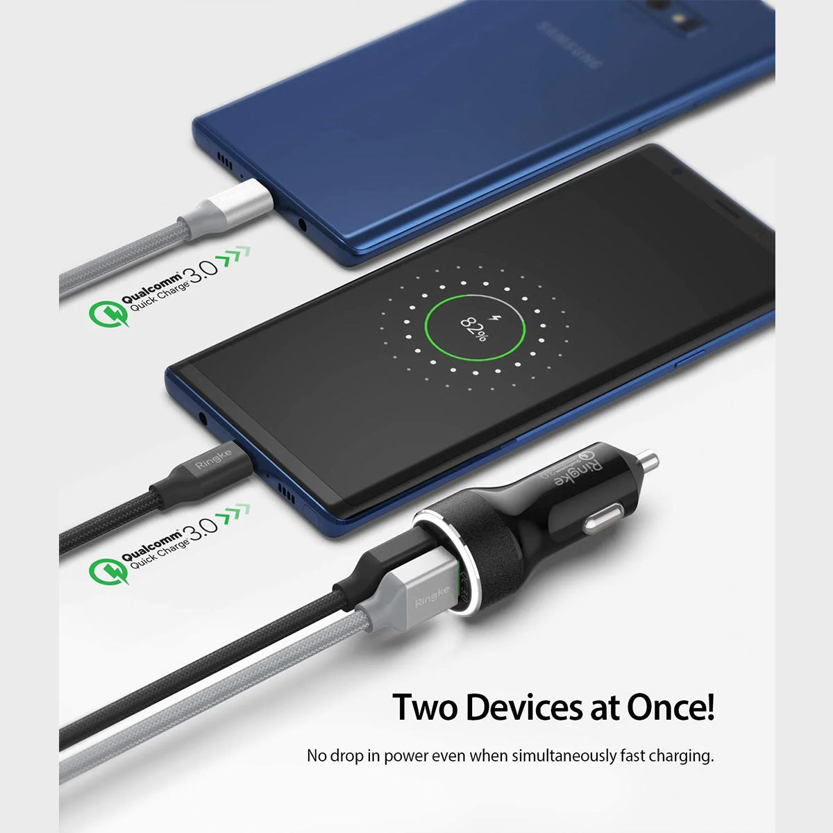 Ringke Dual Ports Car Charger (Black) - XtraSure | Apple Authorized Reseller in Myanmar