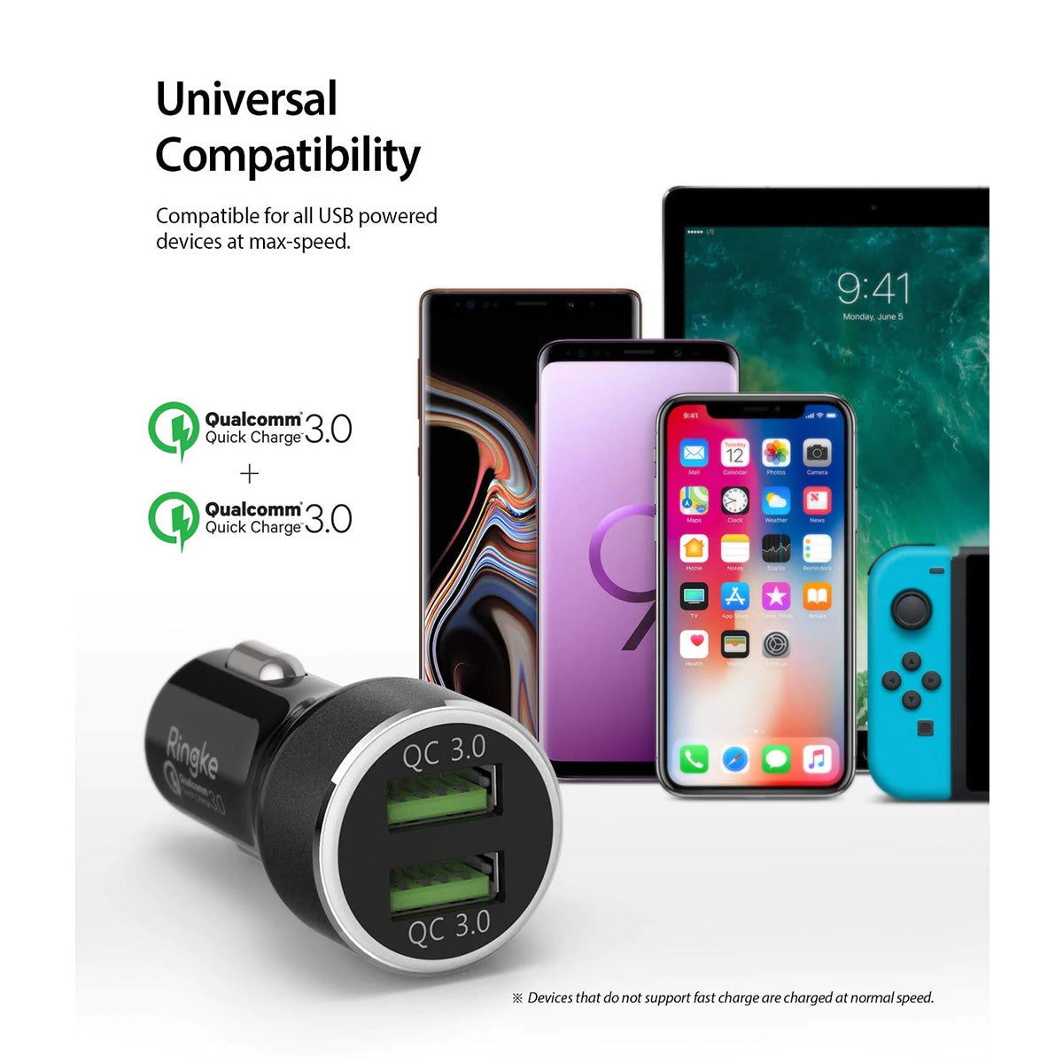 Ringke Dual Ports Car Charger (Black) - XtraSure | Apple Authorized Reseller in Myanmar