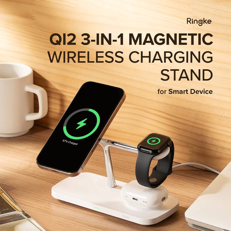 Ringke Qi2 3-in-1 Magnetic Wireless Charging Stand - XtraSure | Apple Authorized Reseller in Myanmar