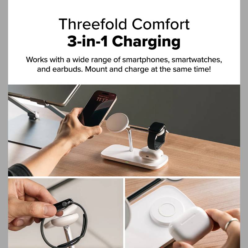 Ringke Qi2 3-in-1 Magnetic Wireless Charging Stand - XtraSure | Apple Authorized Reseller in Myanmar