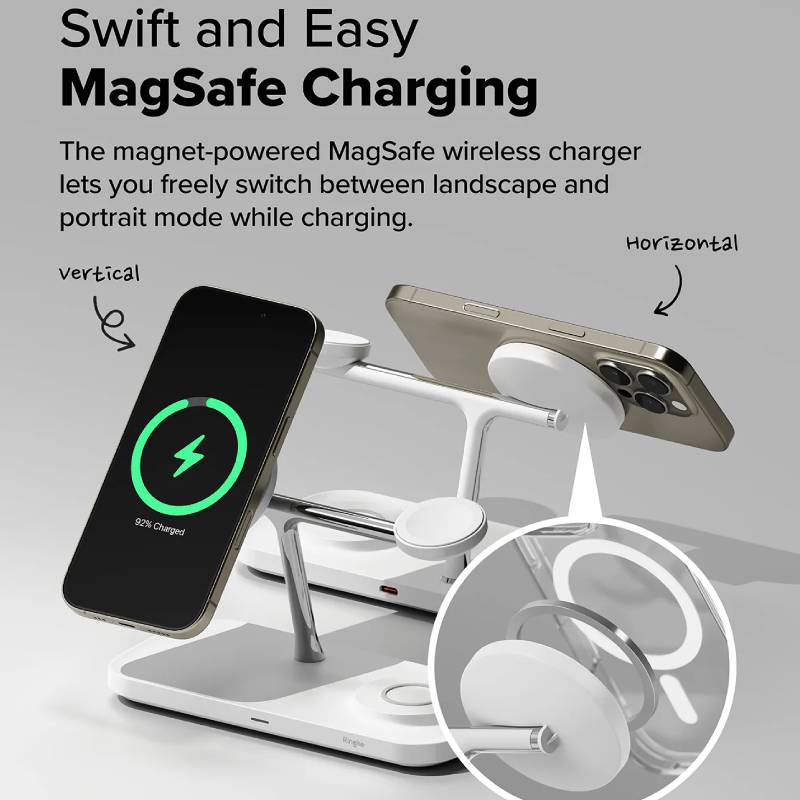Ringke Qi2 3-in-1 Magnetic Wireless Charging Stand - XtraSure | Apple Authorized Reseller in Myanmar