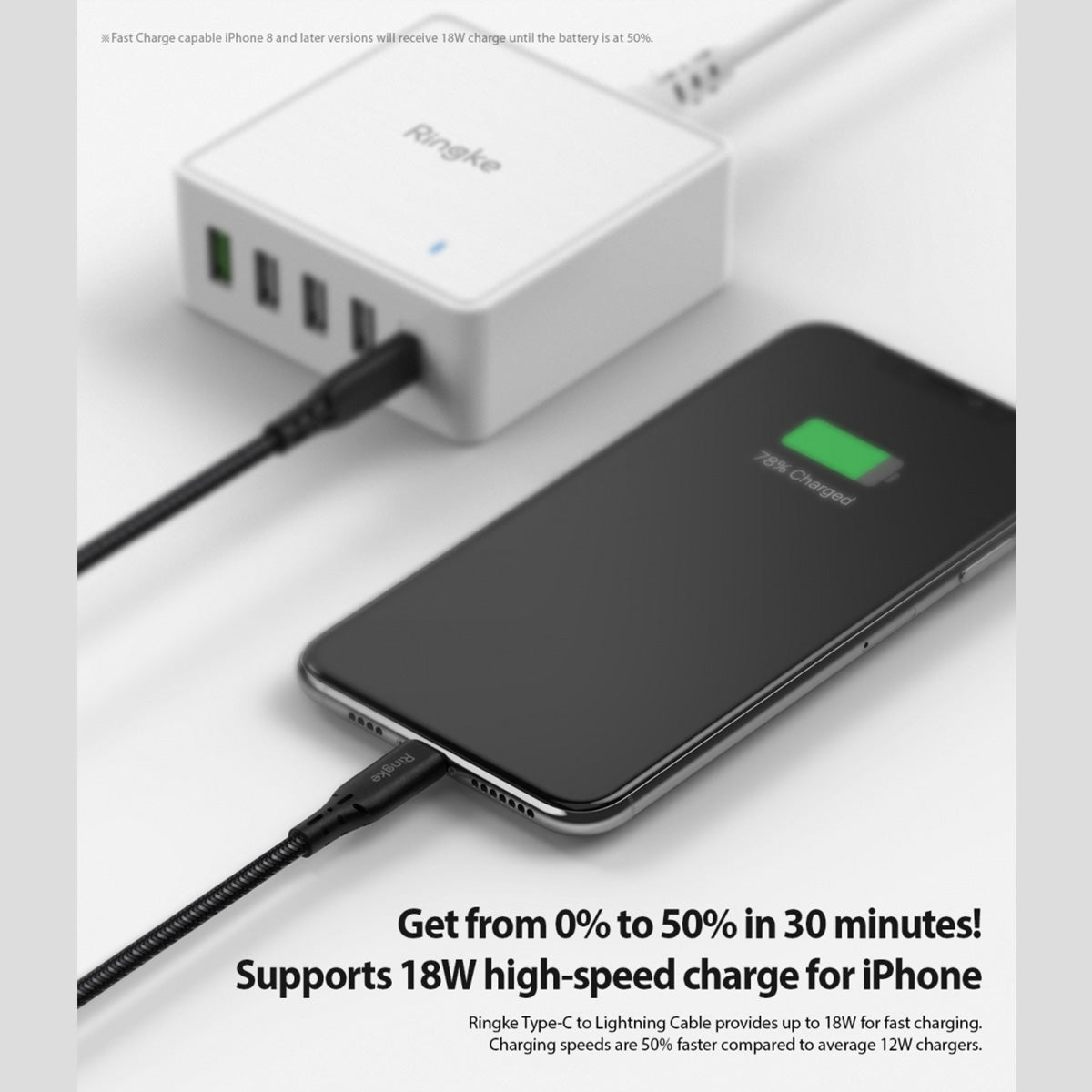 Ringke USB-C to Lighting Charging Cable (1.2m) Black - XtraSure | Apple Authorized Reseller in Myanmar